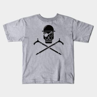 Pirate Skull with Bowler Hat (black) Kids T-Shirt